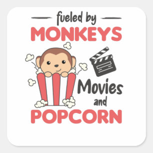 Sticker Carré Monkey Popcorn Movie Nuit Sweet Monkey Movies