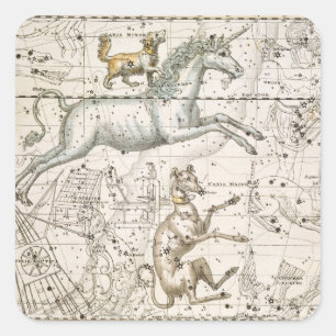Sticker Carré Monoceros, from 'A Celestial Atlas', pub. en 1822