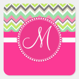 Sticker Carré Monogram Aztec Andes Tribal Mountains Chevron