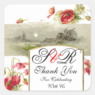 STICKER CARRÉ MONOGRAM ROMANTİCA / MERCI POPIES ROUGES