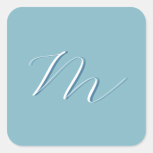 Sticker Carré Monogram Solide Blue Pastel Minimaliste Profession