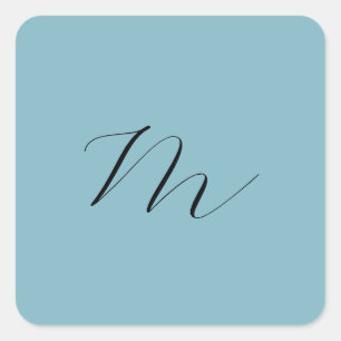 Sticker Carré Monogram Solide Blue Pastel Minimaliste Profession