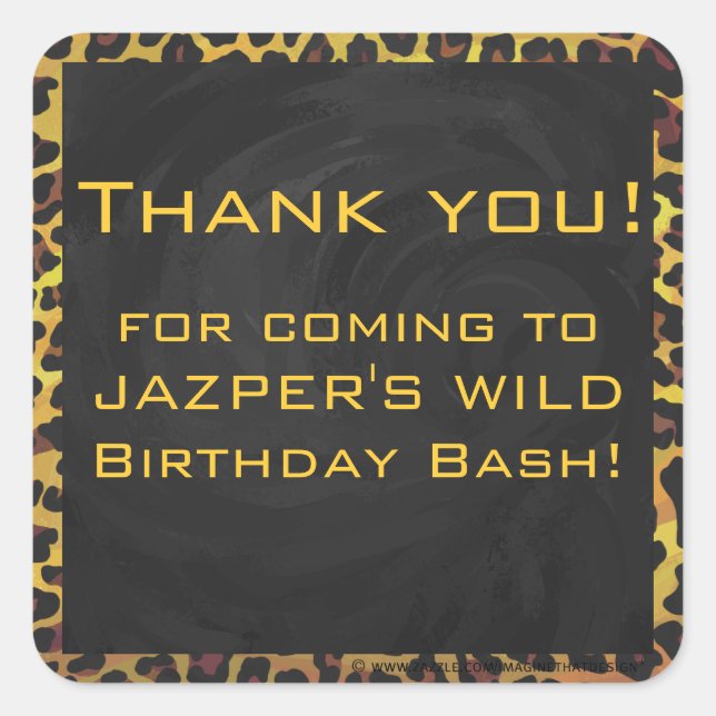 Sticker Carré Monogramme avec léopard Brown et jaune (Devant)