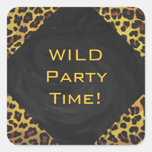 Sticker Carré Monogramme avec léopard Brown et jaune