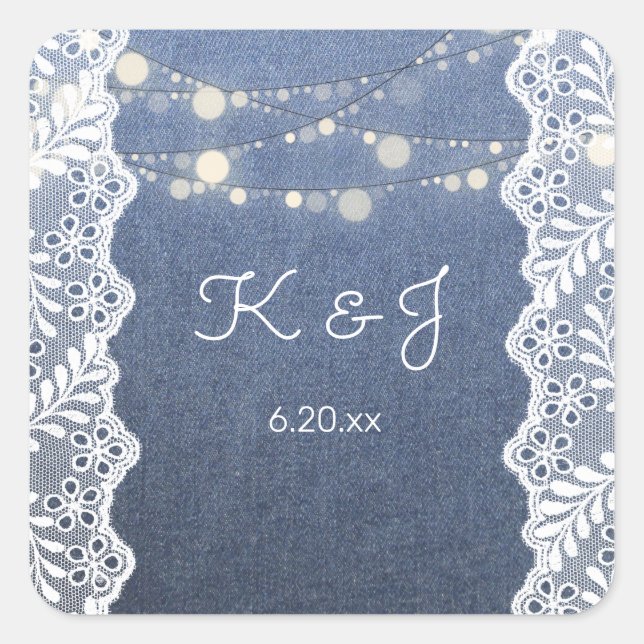 Sticker Carré Monogramme bleu Jean Lace & String (Devant)