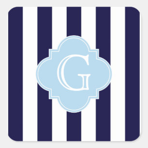 Sticker Carré Monogramme bleu marine Bleu Bleu Bleu Quatrefoil