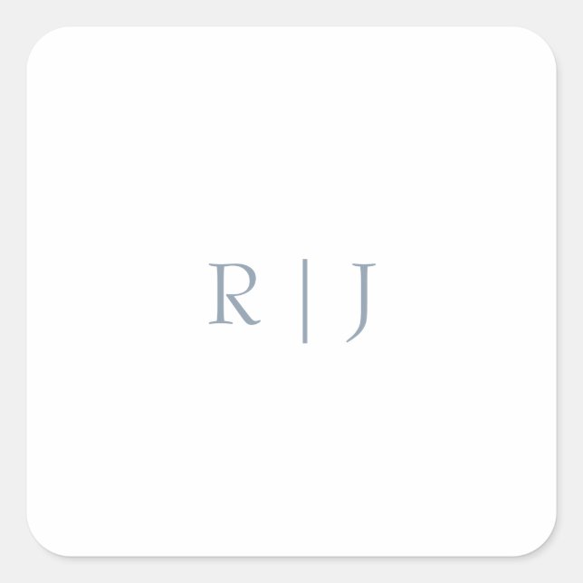 Sticker Carré Monogramme bleu poussiéreux Initiales Mariage mini (Devant)