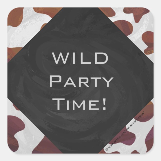 Sticker Carré Monogramme Brown et blanc de vache (Devant)