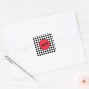 Sticker Carré Monogramme Buffalo Check 1,5 po rouge