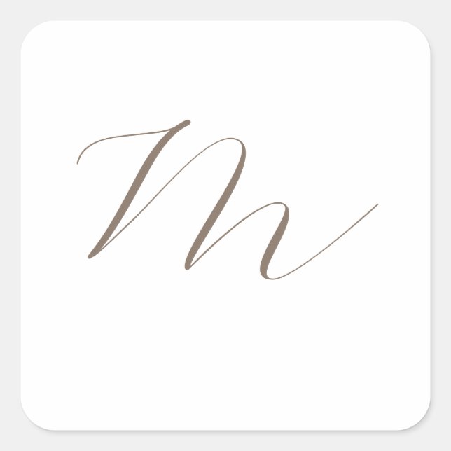 Sticker Carré Monogramme calligraphie Plaque unique moderne (Devant)