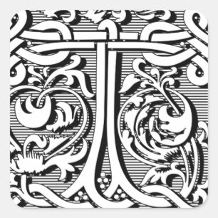 Sticker Carré monogramme celtique T de la Renaissance de