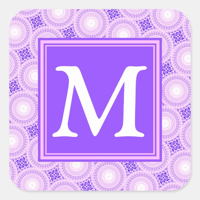 Sticker Carré Monogramme cercles violets motif (Devant)