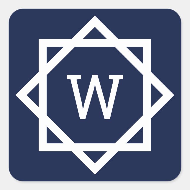 Sticker Carré Monogramme de bordure graphique Preppy (Devant)