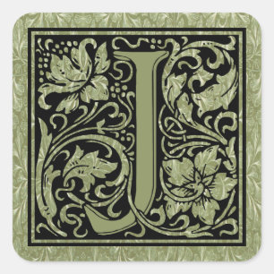 Sticker Carré Monogramme de lettre de la lettre J premier