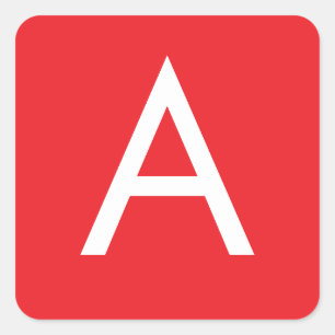 Sticker Carré Monogramme de lettre initiale rouge blanc simple m