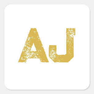 Sticker Carré Monogramme de lettres initiales couleur or simple
