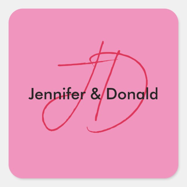 Sticker Carré Monogramme de nom de script classique tendance (Devant)