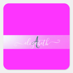 Sticker Carré Monogramme fluide rose
