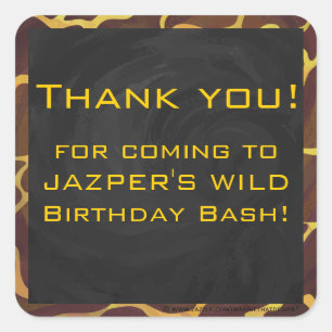 Sticker Carré Monogramme Giraffe Brown, Impression Jaune