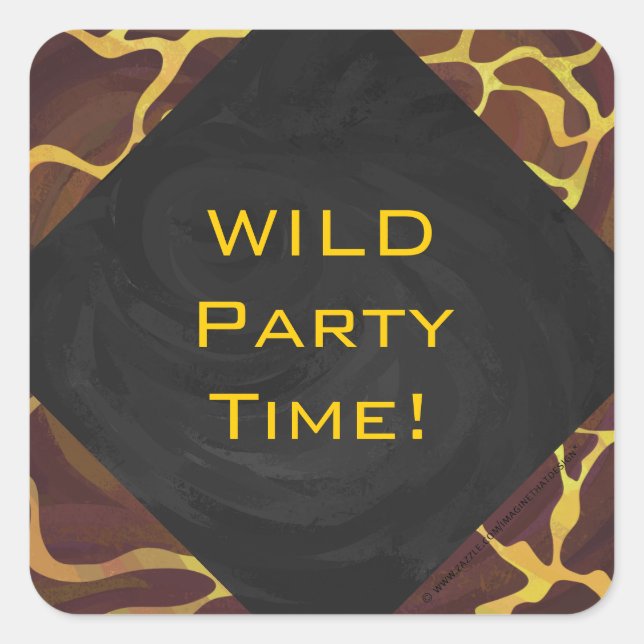 Sticker Carré Monogramme Giraffe Brown, Impression Jaune (Devant)