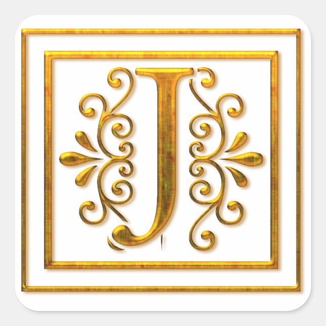 Sticker Carré Monogramme Golden J Elegers (Devant)