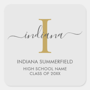 Sticker Carré Monogramme Graduation 2025 Moderne Grad