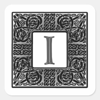 Sticker Carré Monogramme "I" Celtique Argent