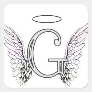 Sticker Carré Monogramme initial de la lettre G avec des ailes