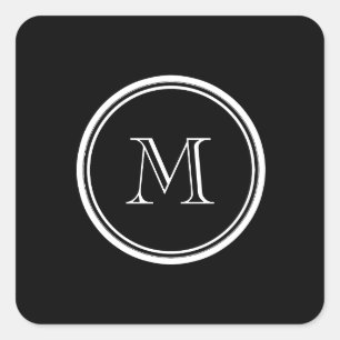Sticker Carré Monogramme initial noir haut de gamme