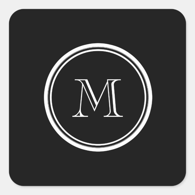 Sticker Carré Monogramme initial noir haut de gamme (Devant)