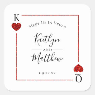Sticker Carré Monogramme Jeu Carte Mariage Enregistrer La Date