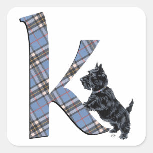 Sticker Carré Monogramme K Terrier Écossais