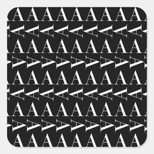 Sticker Carré Monogramme Lettre initiale A, Choisir la couleur A (Devant)