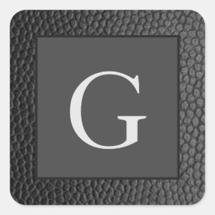 Sticker Carré Monogramme Meilleur homme Groomsman Black Leather