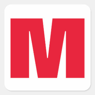 Sticker Carré Monogramme minimaliste moderne blanc rouge