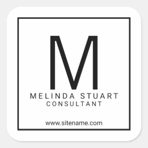 Sticker Carré Monogramme moderne noir et blanc