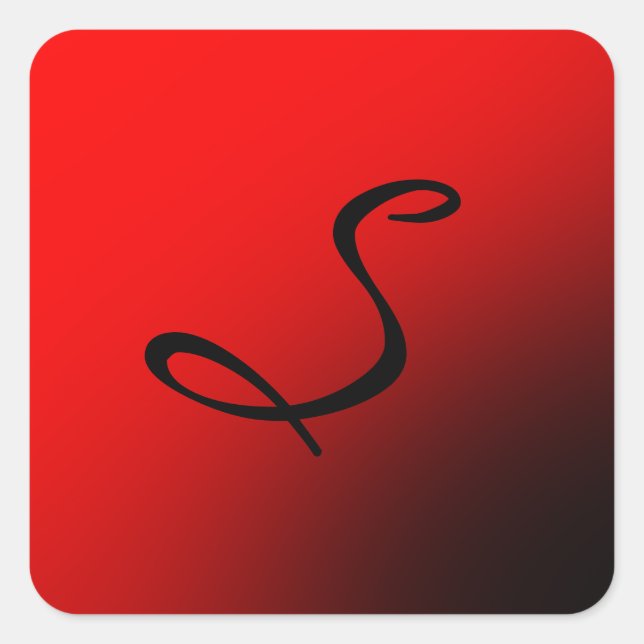 Sticker Carré Monogramme noir rouge élégant professionnel initia (Devant)