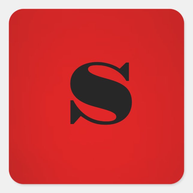 Sticker Carré Monogramme noir rouge élégant professionnel initia (Devant)