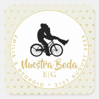 Sticker Carré Monogramme Nuestra Boda Espagnol Mariage Cadeau Fa