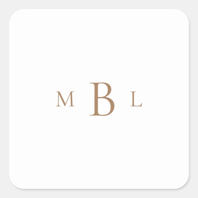 Sticker Carré Monogramme or Mariage blanc (Devant)