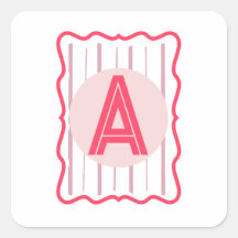 Monogramme personnalisé avec bordure ondulée rose