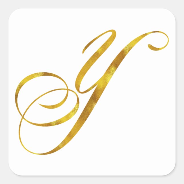 Sticker Carré Monogramme personnalisé Y Faux Gold Foil Monogramm (Devant)