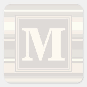 Sticker Carré Monogramme rayures beiges