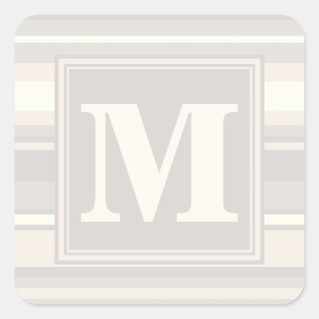 Sticker Carré Monogramme rayures beiges (Devant)