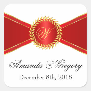 Sticker Carré Monogramme Red Elegance