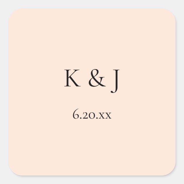 Sticker Carré Monogramme rose pâle et date (Devant)