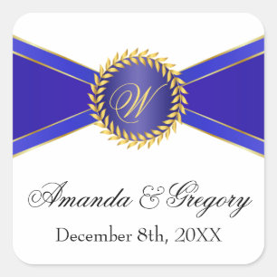 Sticker Carré Monogramme Royal Blue Elegance
