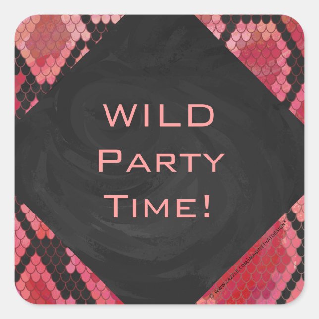 Sticker Carré Monogramme serpent noir et rouge imprimé (Devant)