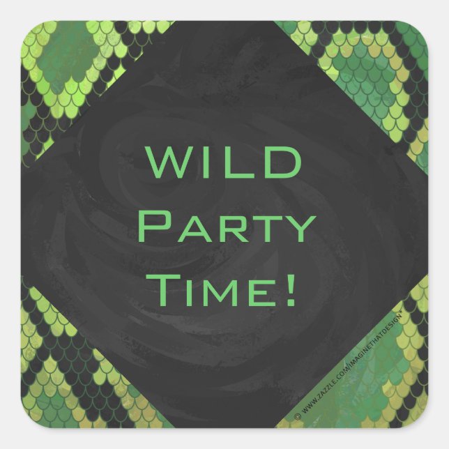 Sticker Carré Monogramme Serpent vert et noir (Devant)