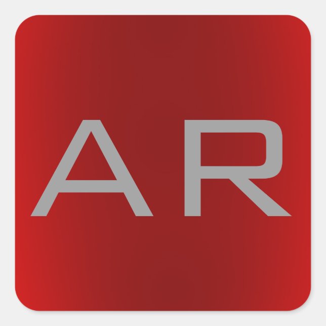 Sticker Carré Monogramme tendance gris élégant (Devant)